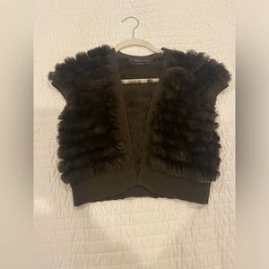 BCBG MaxAzria Brown Real Fur Vest